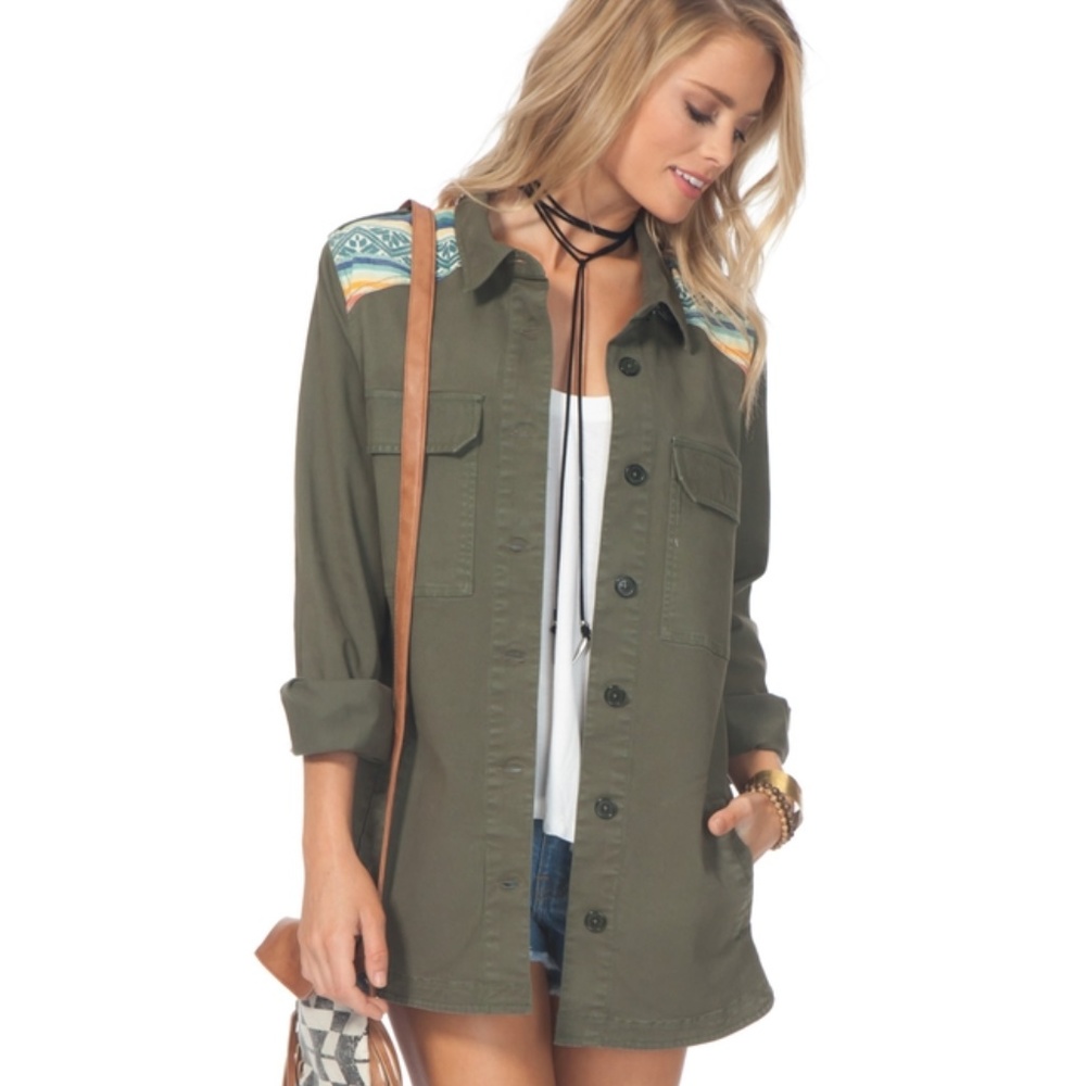 NWT Rip Curl Olive Green Sun Gypsy Military Utility Cargo Army Jacket Size XS